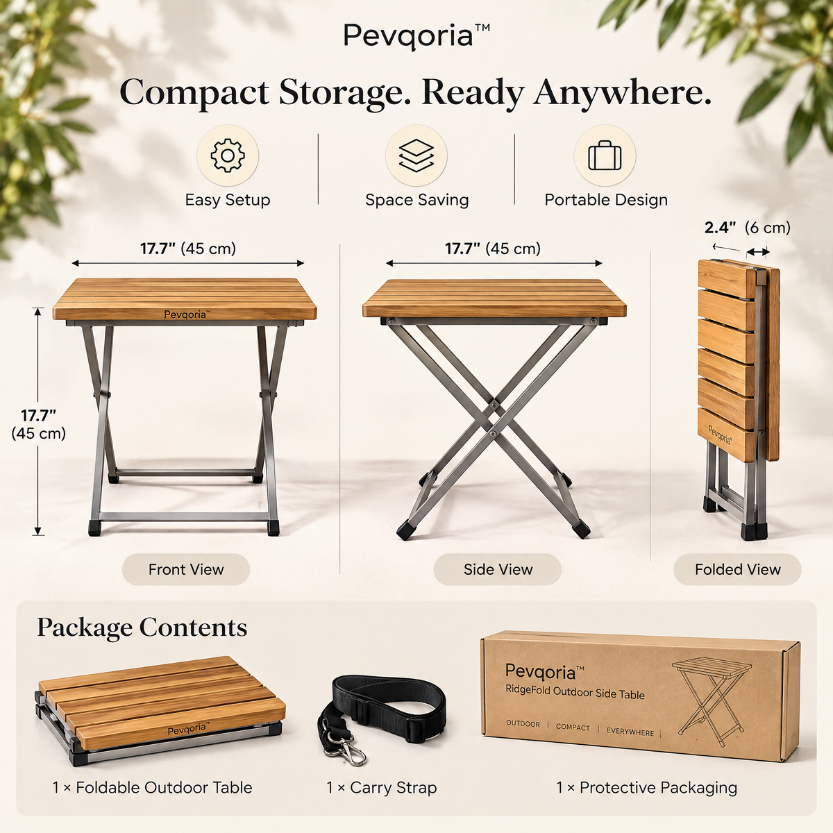 Pevqoria™ RidgeFold Outdoor Side Table