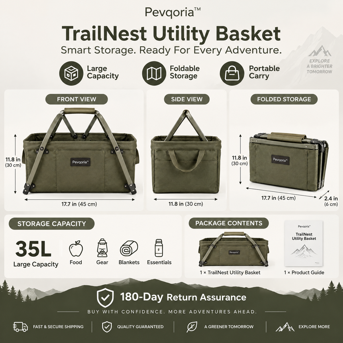 Pevqoria™ TrailNest Utility Basket