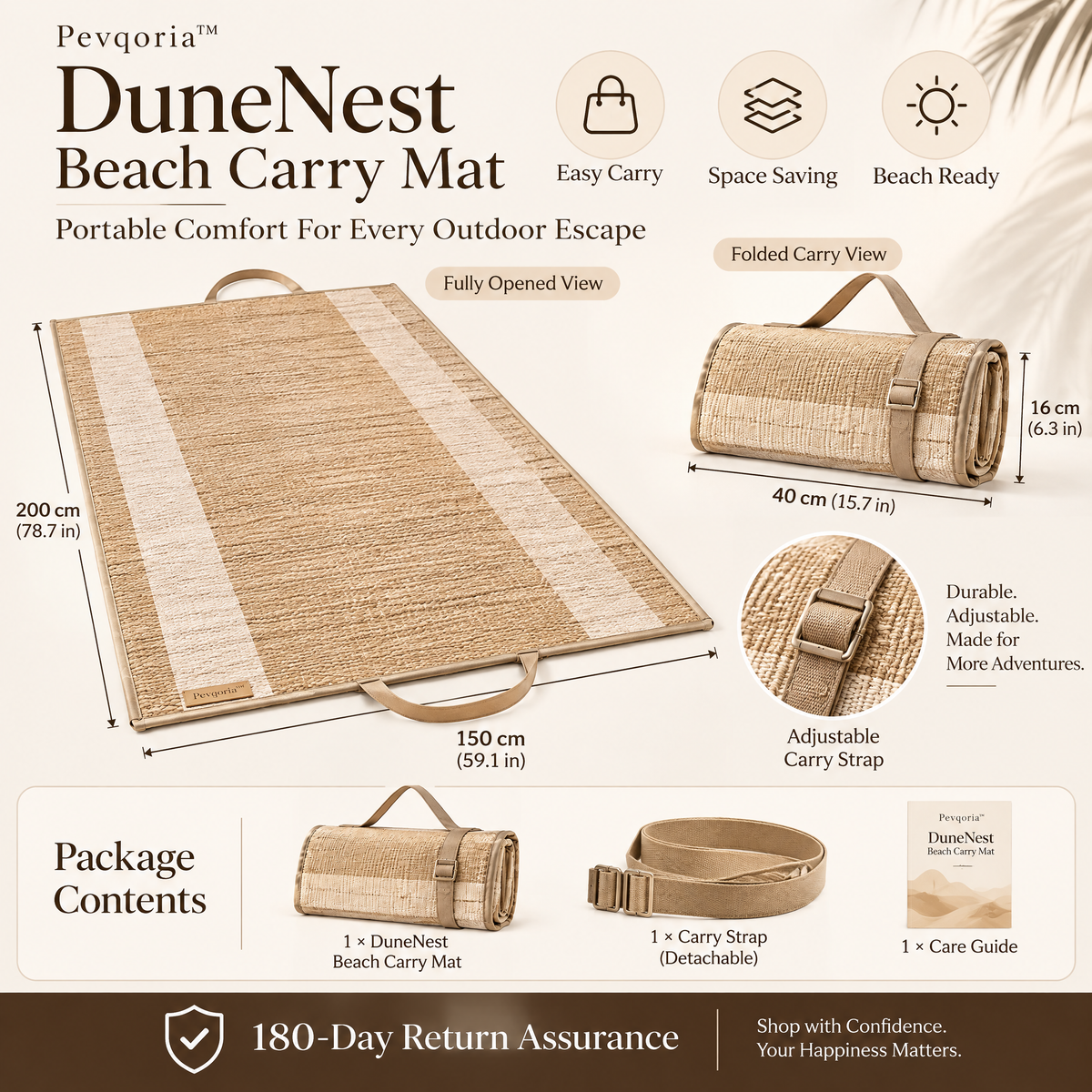 Pevqoria™ DuneNest Beach Carry Mat