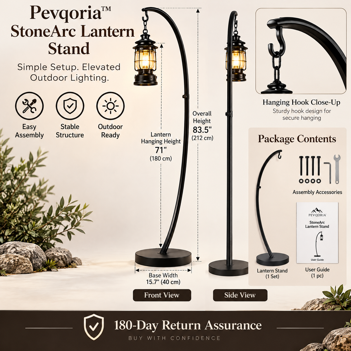 Pevqoria™ StoneArc Lantern Stand
