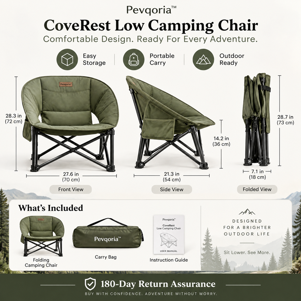 Pevqoria™ CoveRest Low Camping Chair