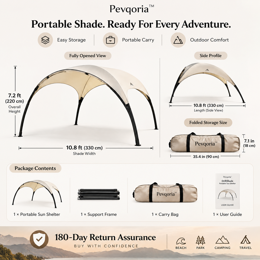 Pevqoria™ DriftShade Portable Sun Shelter