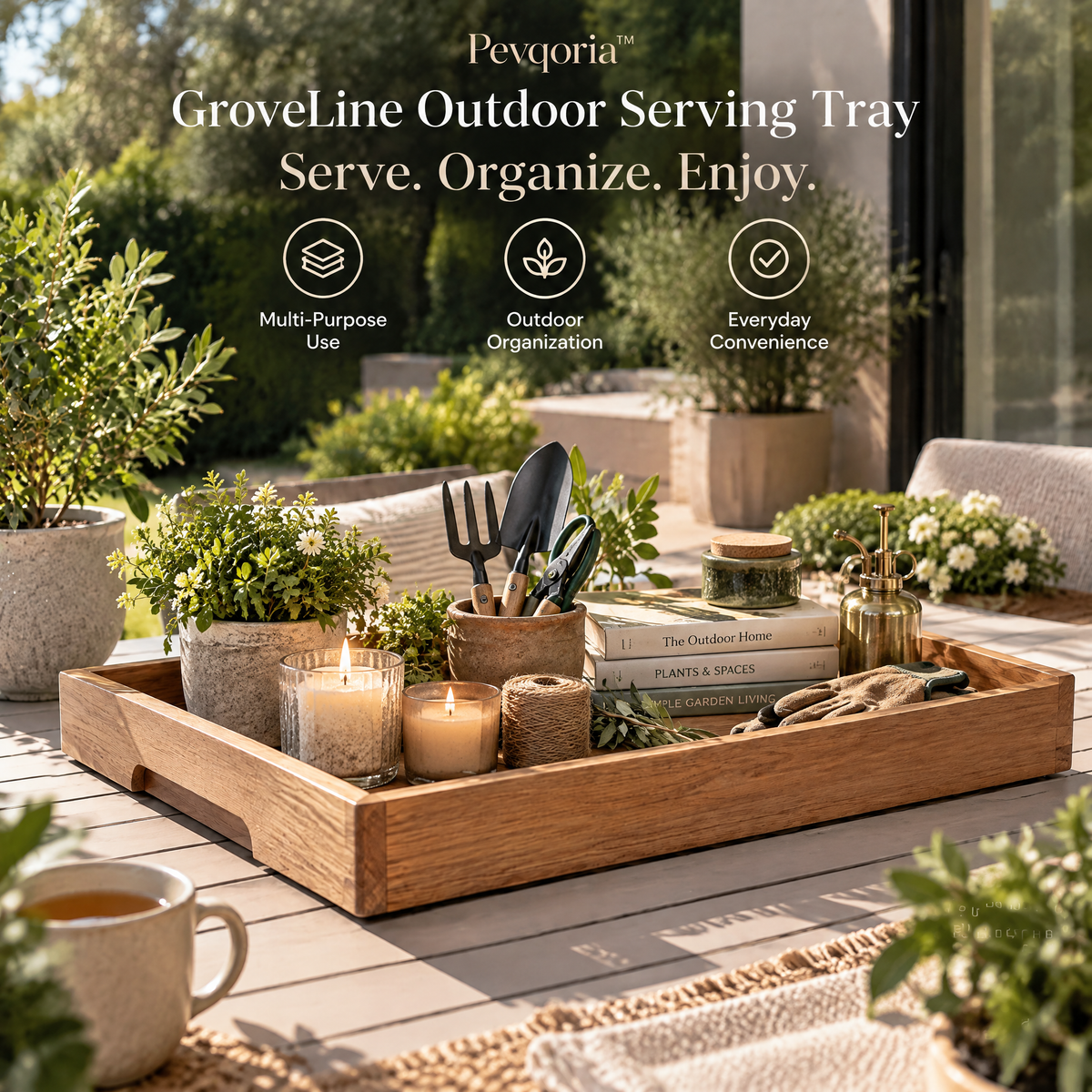 Pevqoria™ GroveLine Outdoor Serving Tray