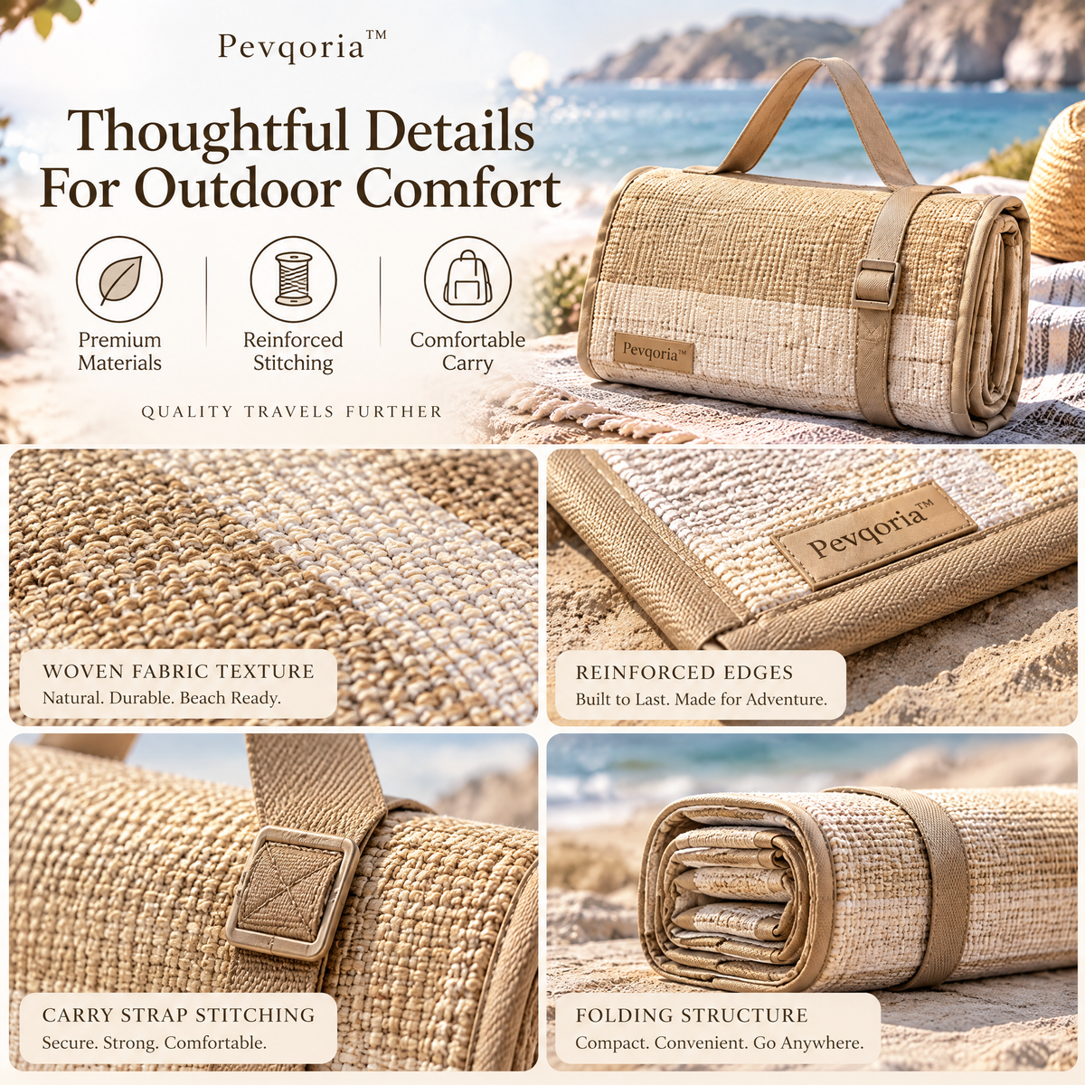 Pevqoria™ DuneNest Beach Carry Mat