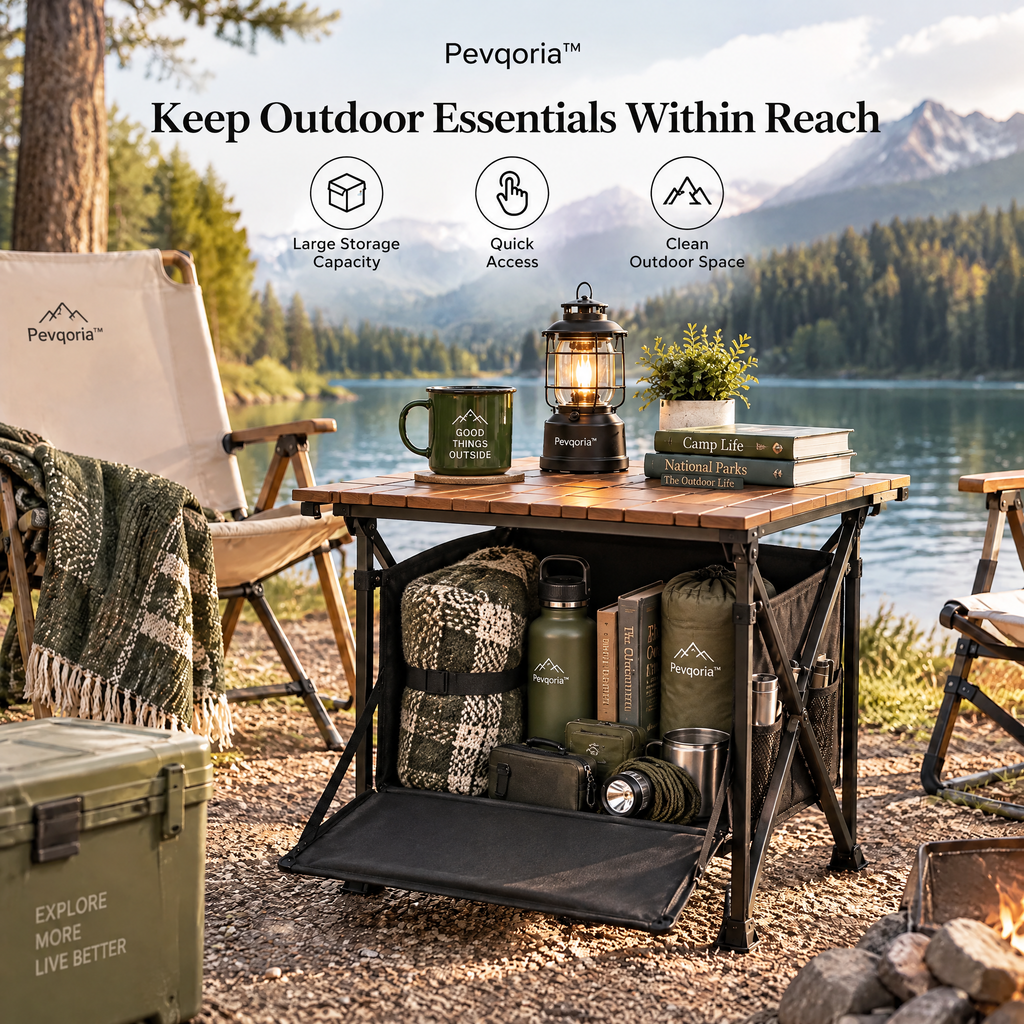 Pevqoria™ CampCove Storage Side Table
