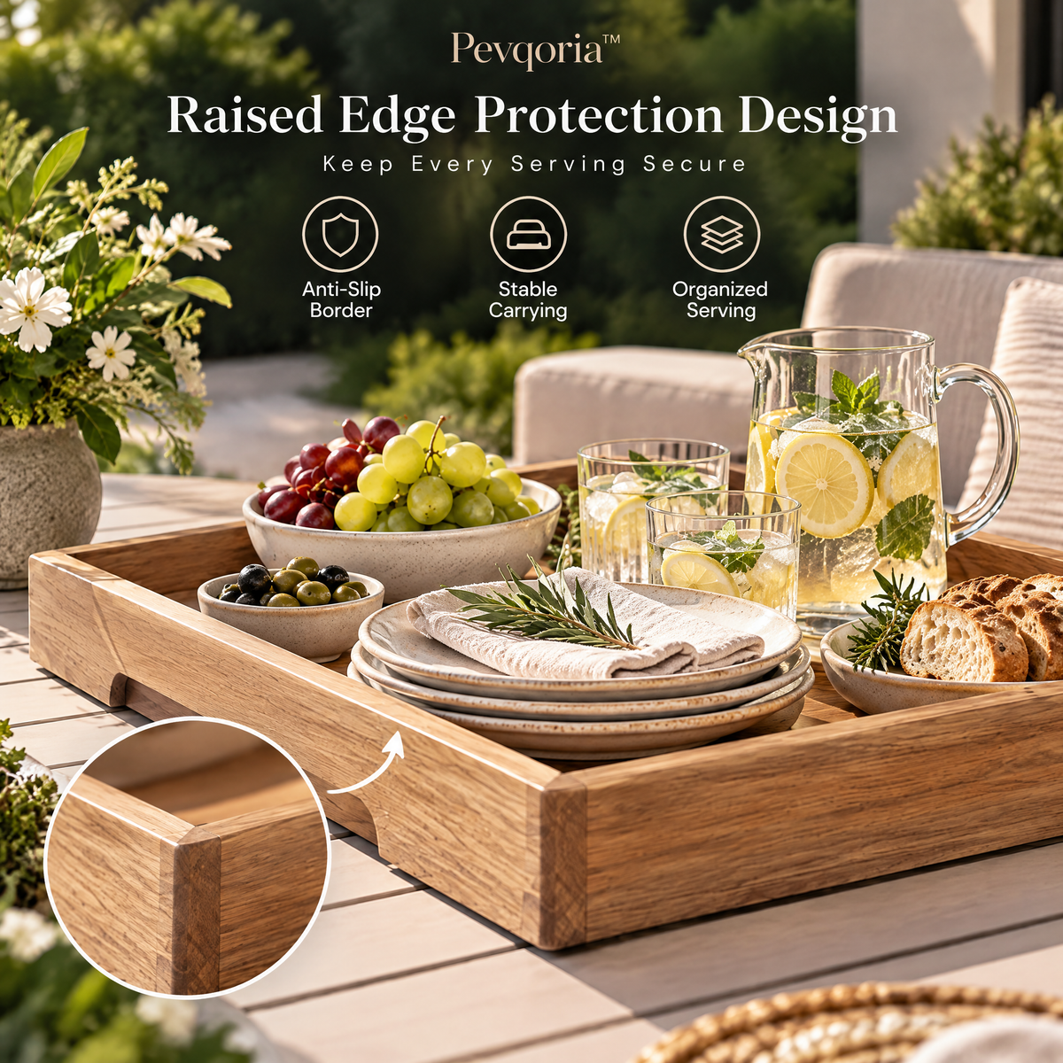 Pevqoria™ GroveLine Outdoor Serving Tray