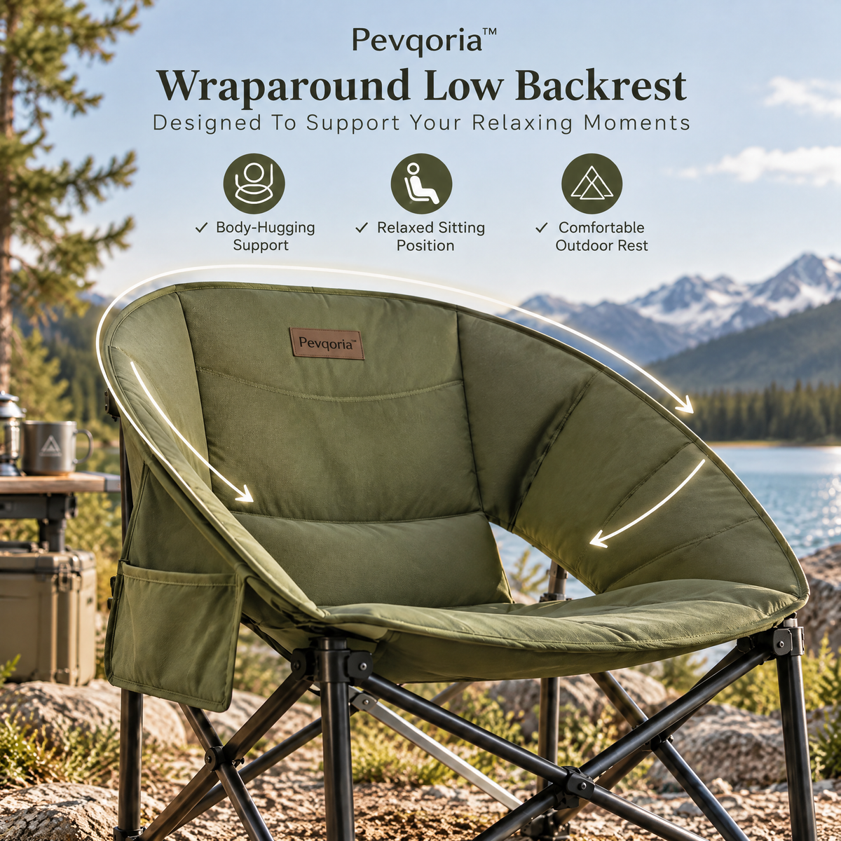 Pevqoria™ CoveRest Low Camping Chair