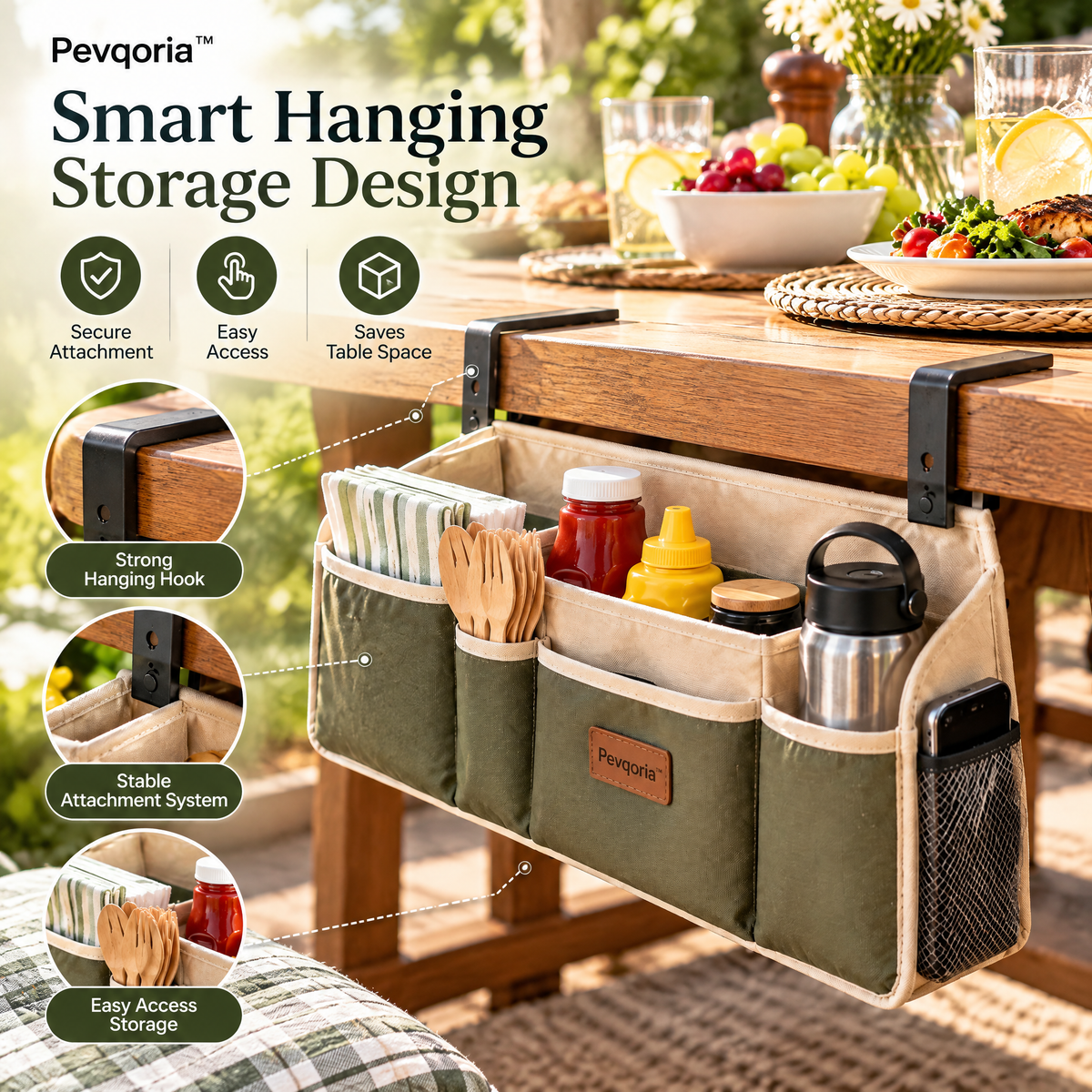 Pevqoria™ HavenRail Picnic Table Caddy