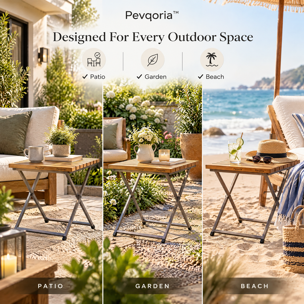 Pevqoria™ RidgeFold Outdoor Side Table