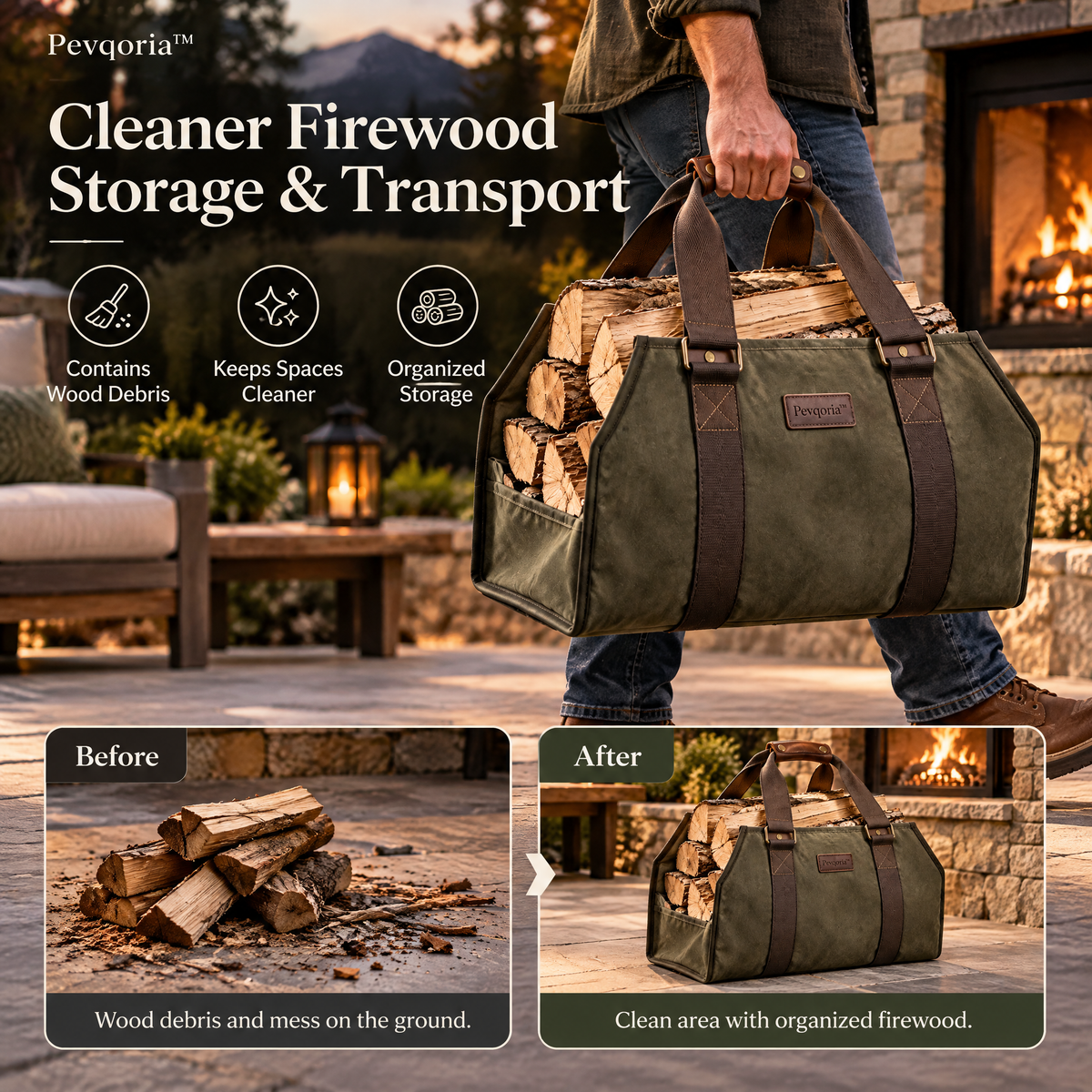 Pevqoria™ EmberRest Firewood Carrier