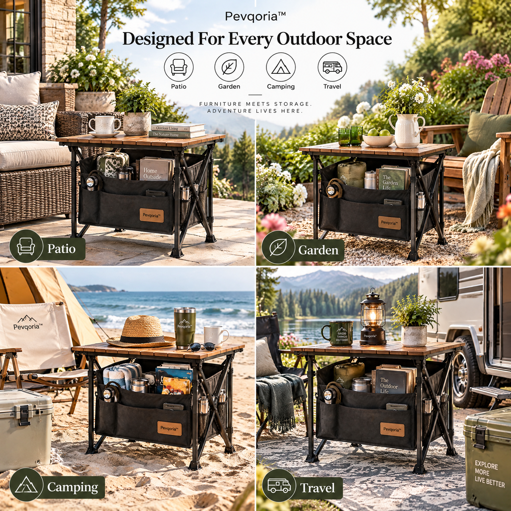 Pevqoria™ CampCove Storage Side Table