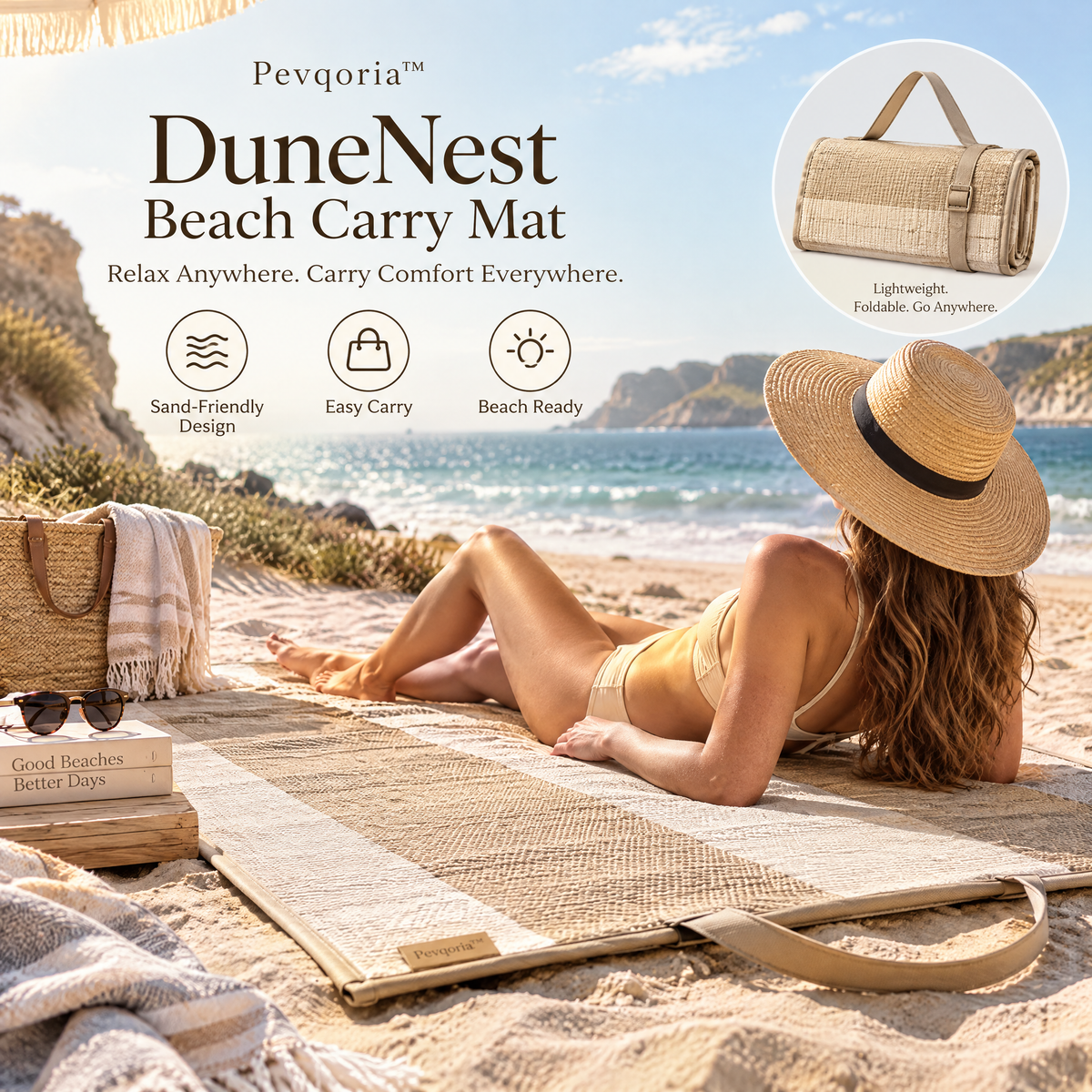 Pevqoria™ DuneNest Beach Carry Mat