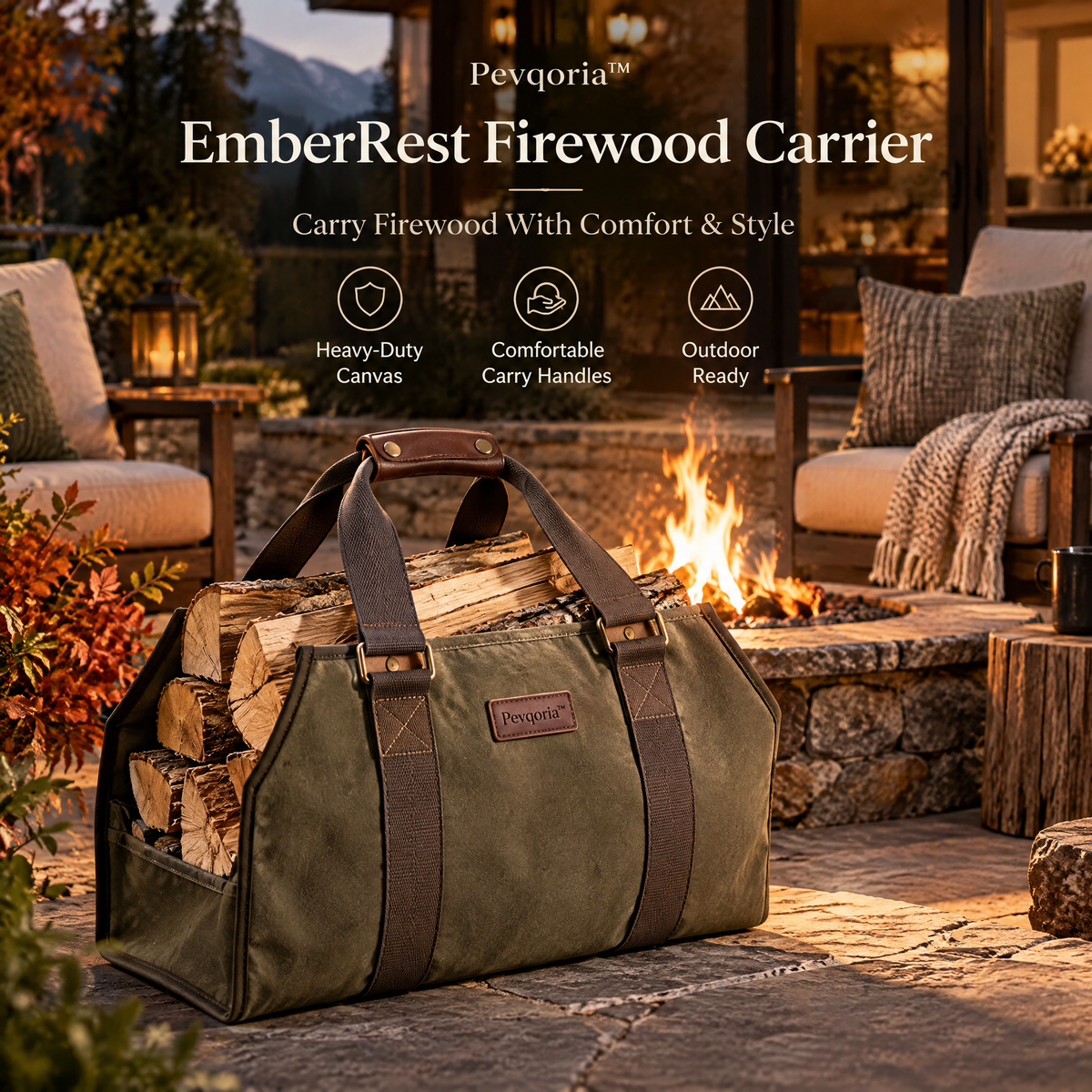 Pevqoria™ EmberRest Firewood Carrier