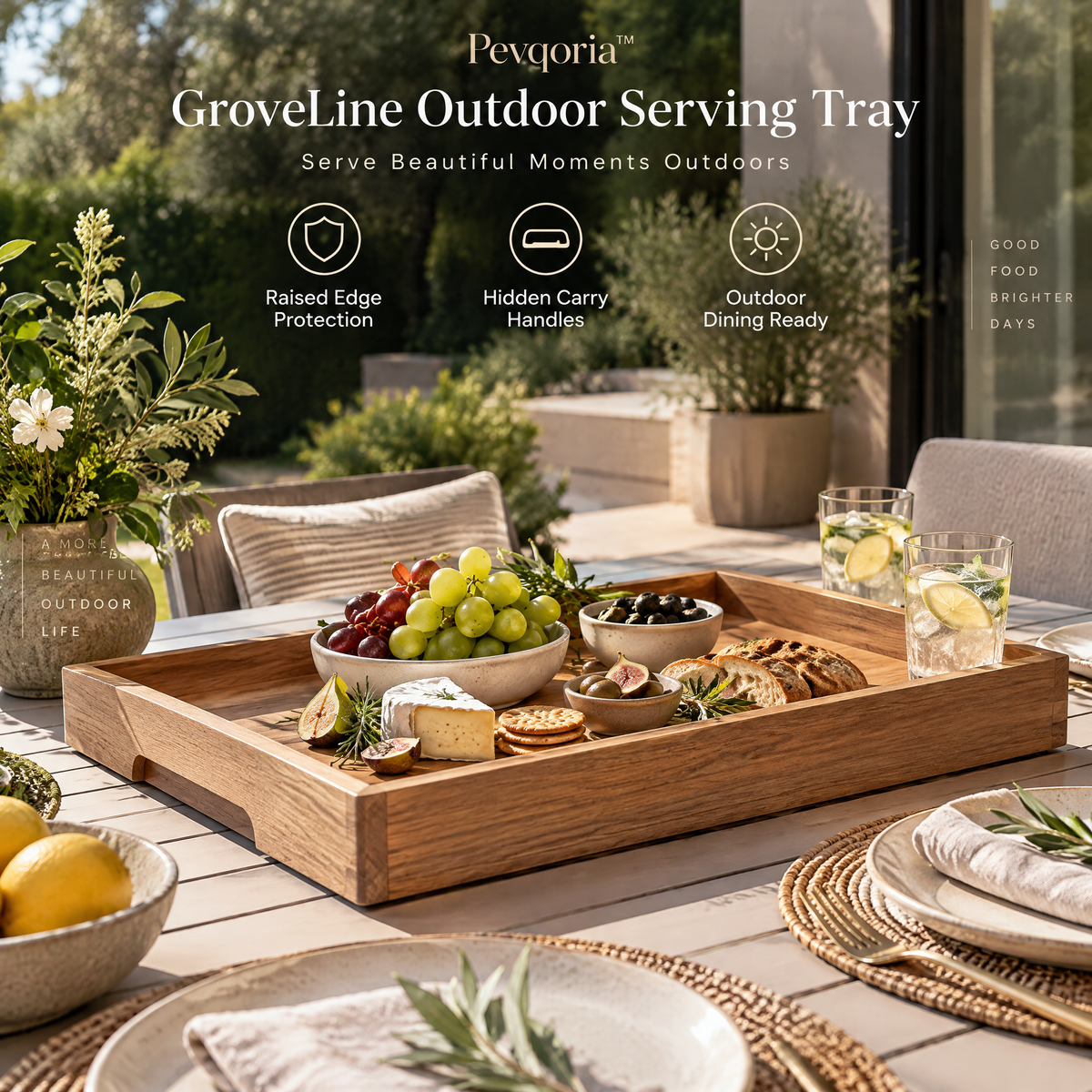 Pevqoria™ GroveLine Outdoor Serving Tray