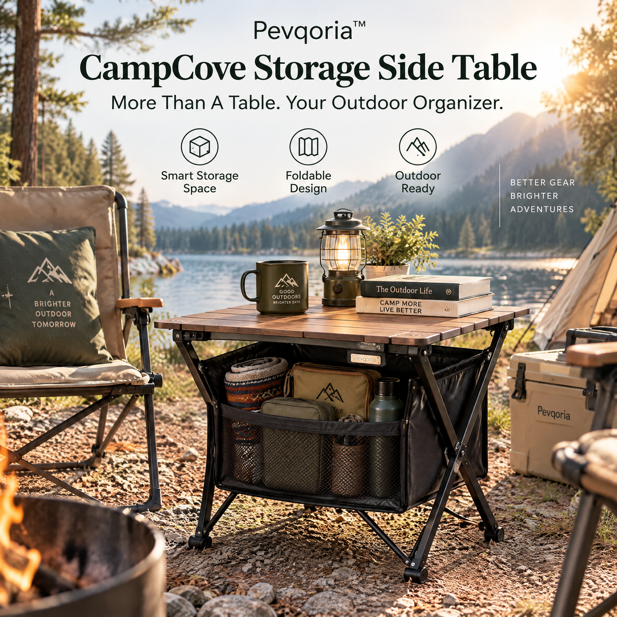 Pevqoria™ CampCove Storage Side Table