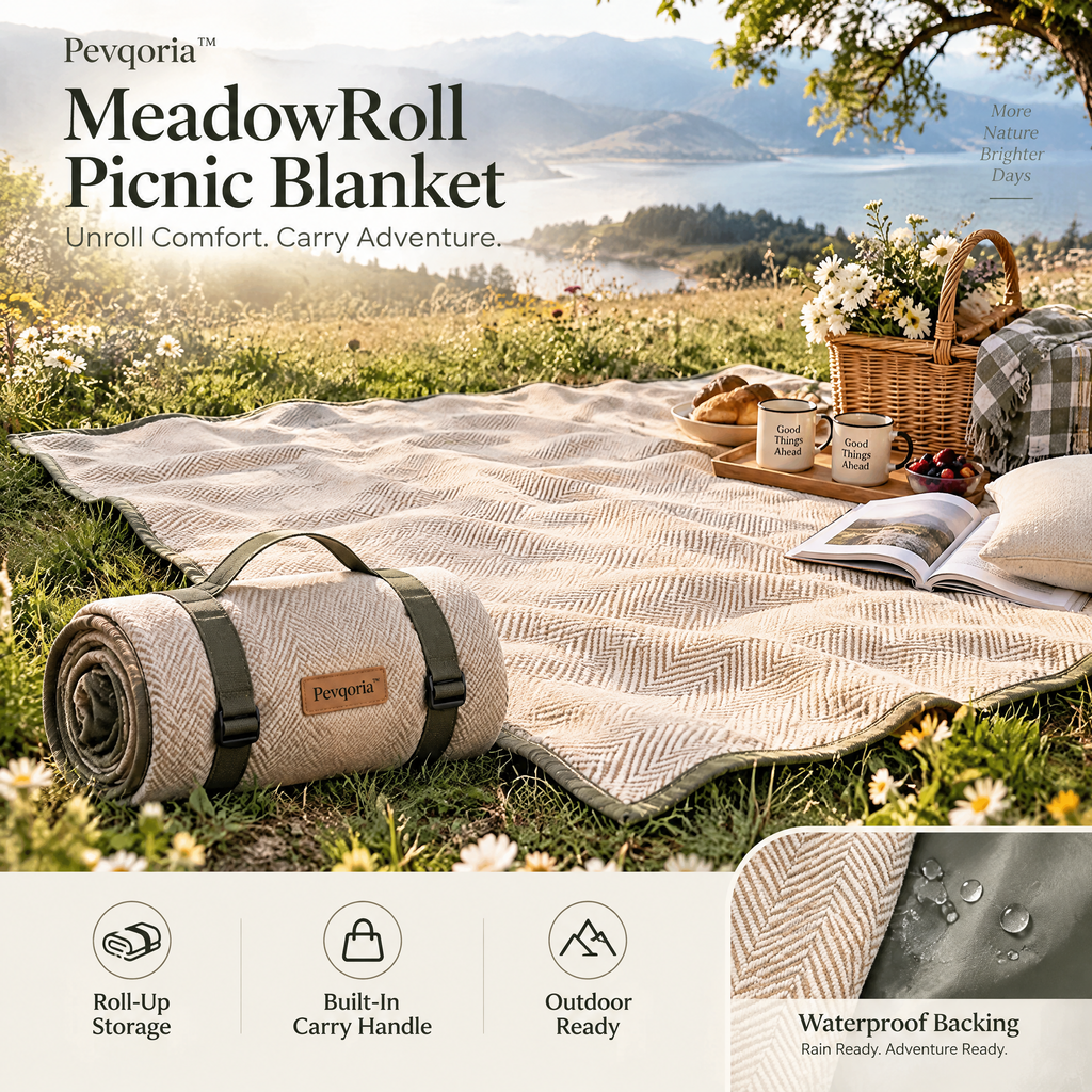 Pevqoria™ MeadowRoll Picnic Blanket